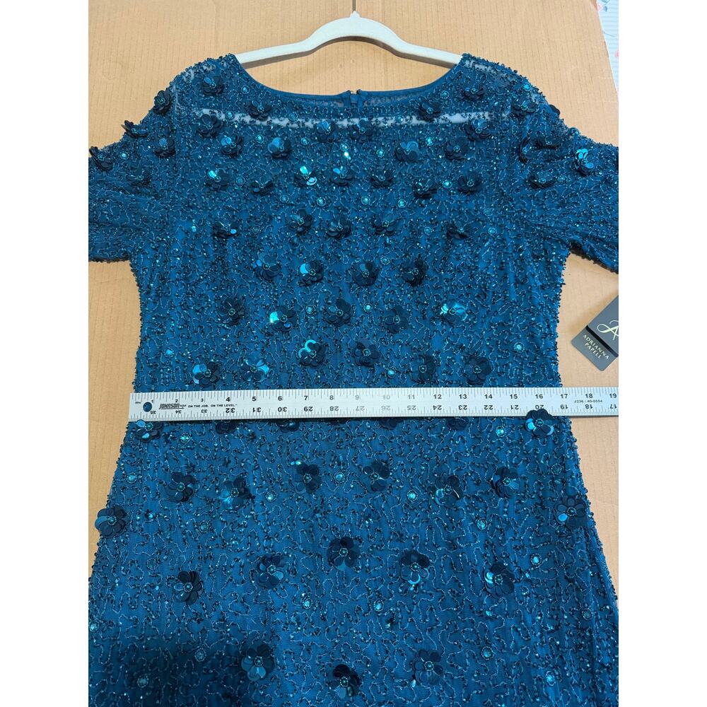 NWT Adrianna Papell Floral Beaded Blue Gown Mother of Bride Wedding Guest Dress - Picture 14 of 16
